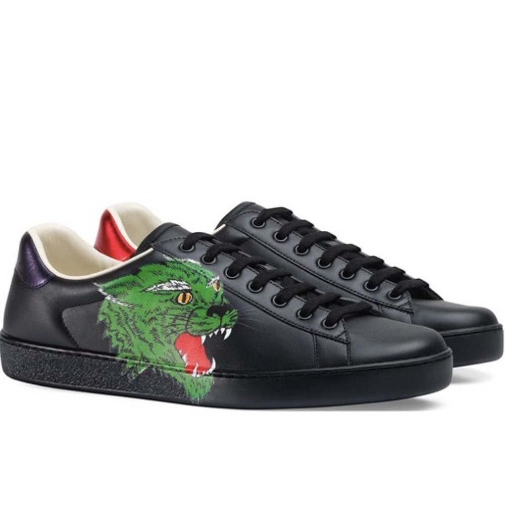 NWB Gucci Black Ace Sneaker with Panther Size 9